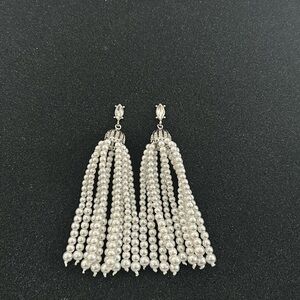 Pearl beaded tassel earrings
